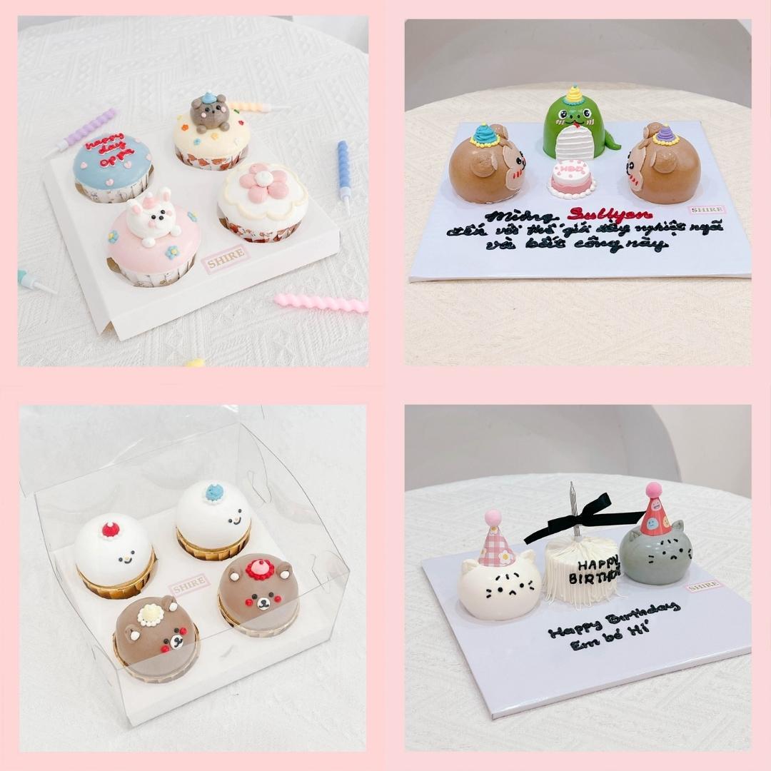 Set cupcake tạo hình bằng kem - Bánh sinh nhật dạng cupcake ổ