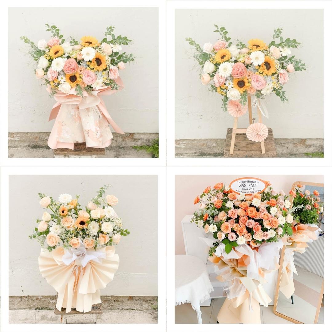 Kệ hoa tươi tone cam