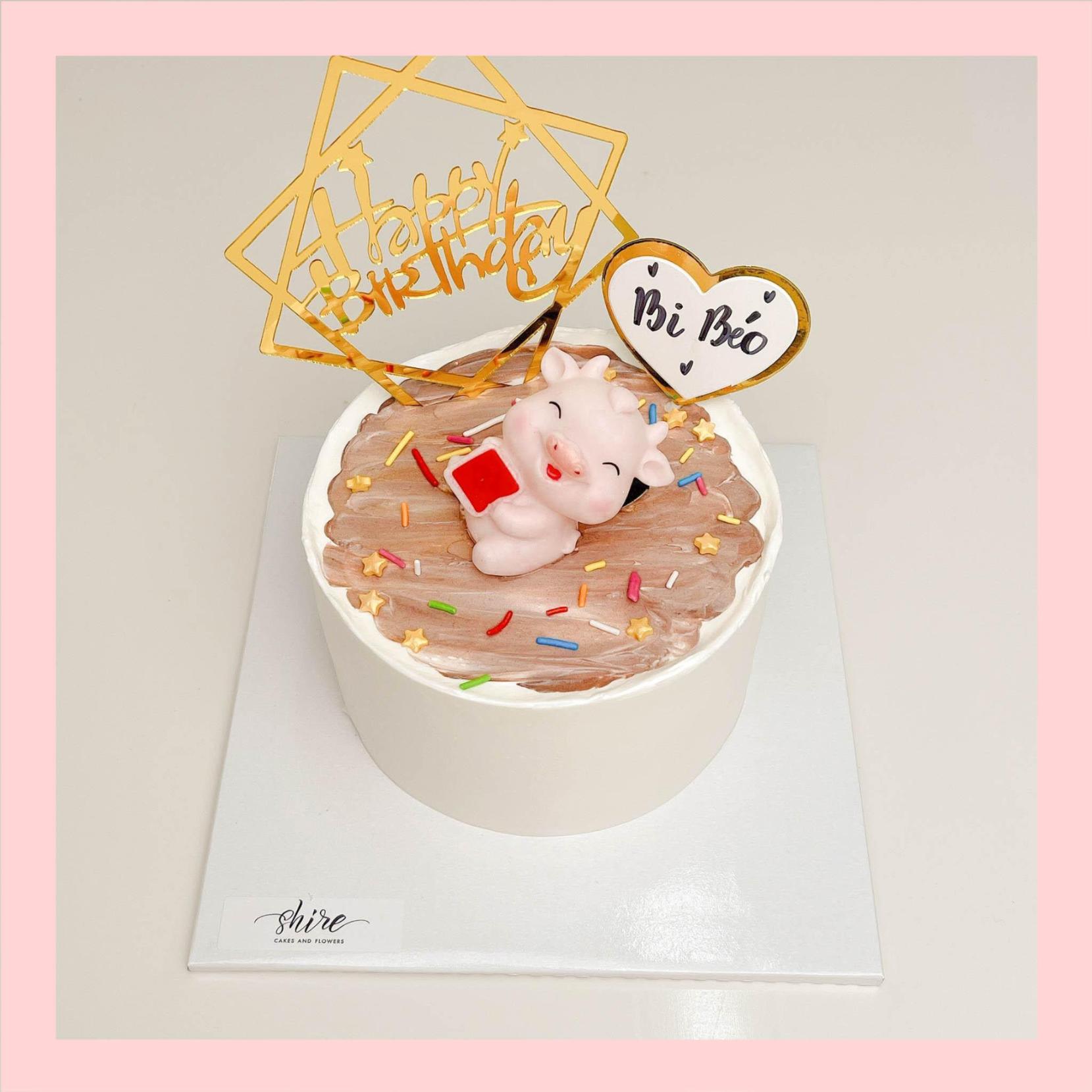 Bánh mini trang trí đồ chơi thú cute cho bé gái  - Bánh kem bơ mini 10-12cm