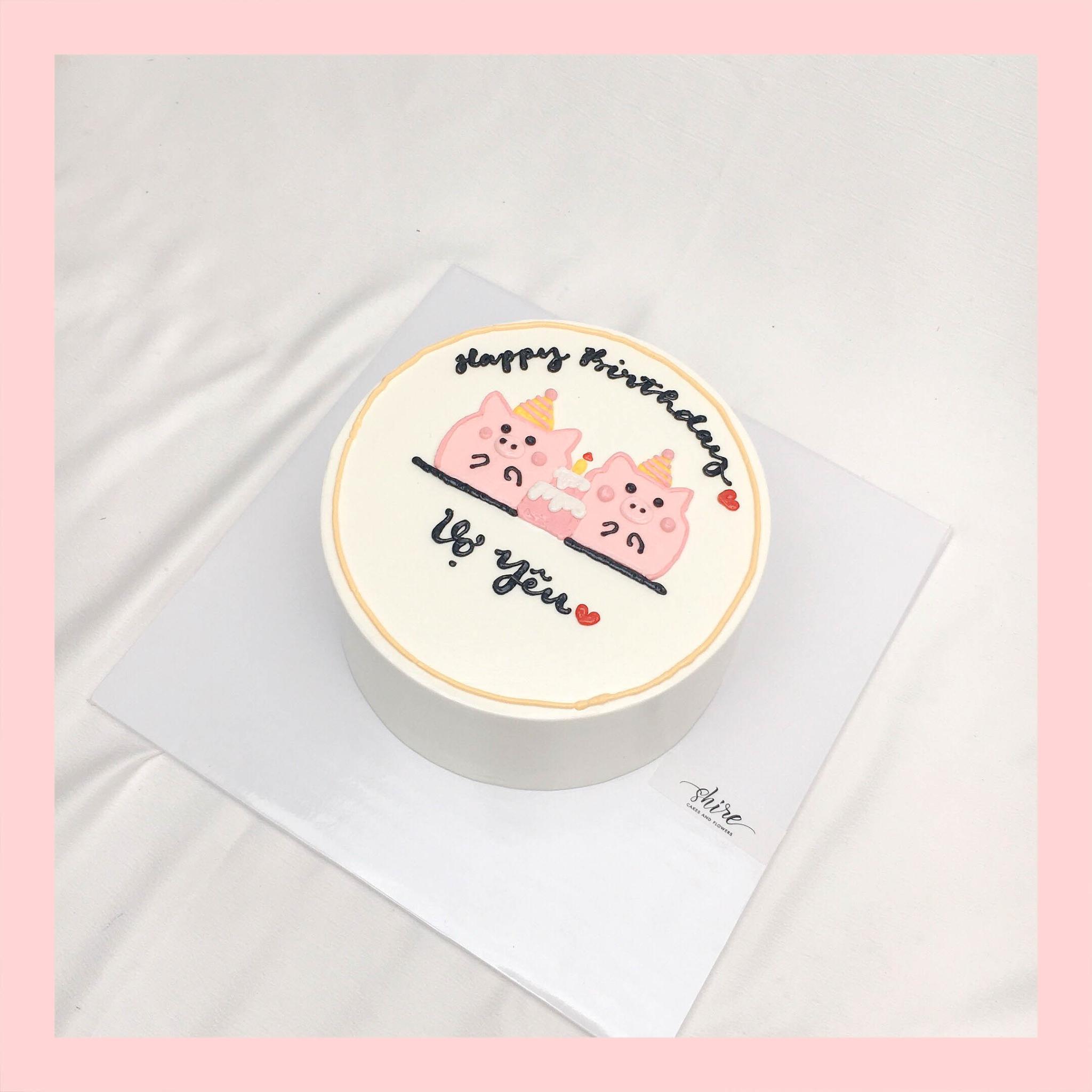 Bánh vẽ hình con heo dễ thương - Bánh sinh nhật trẻ em