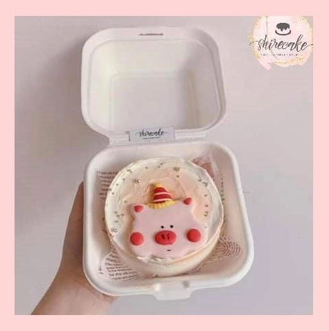 Mini Bento hình heo dễ thương - Bánh kem bơ mini hộp bã mía