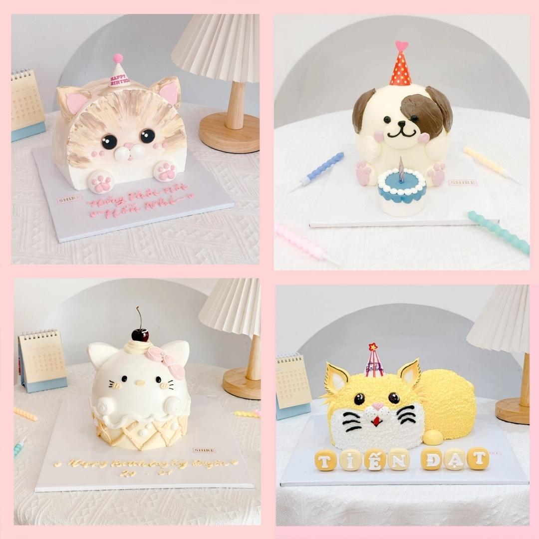 Bánh kem tạo hình con mèo/ con chó 3D cho các bé - Bánh kem sinh nhật