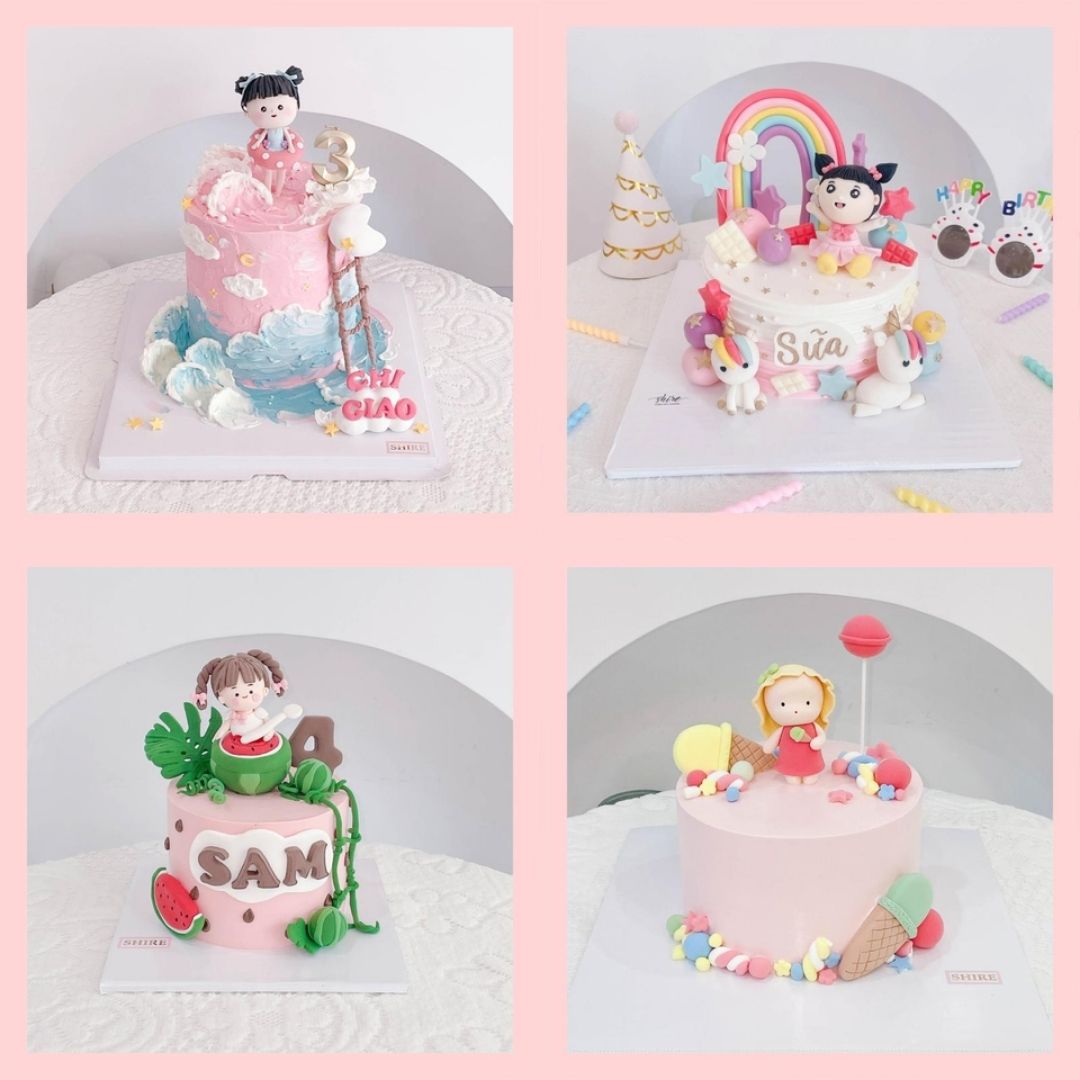 Bánh kem tạo hình em bé gái 3D xinh xắn cho bé gái - Bánh kem fondant