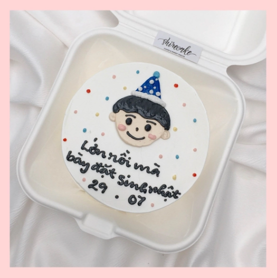 Mini Bento vẽ người - Bánh kem bơ mini hộp bã mía