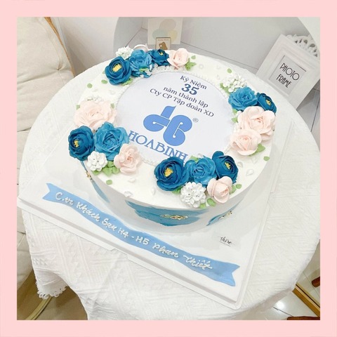 Bánh kem 1 tầng theo logo doanh nghiệp/công ty