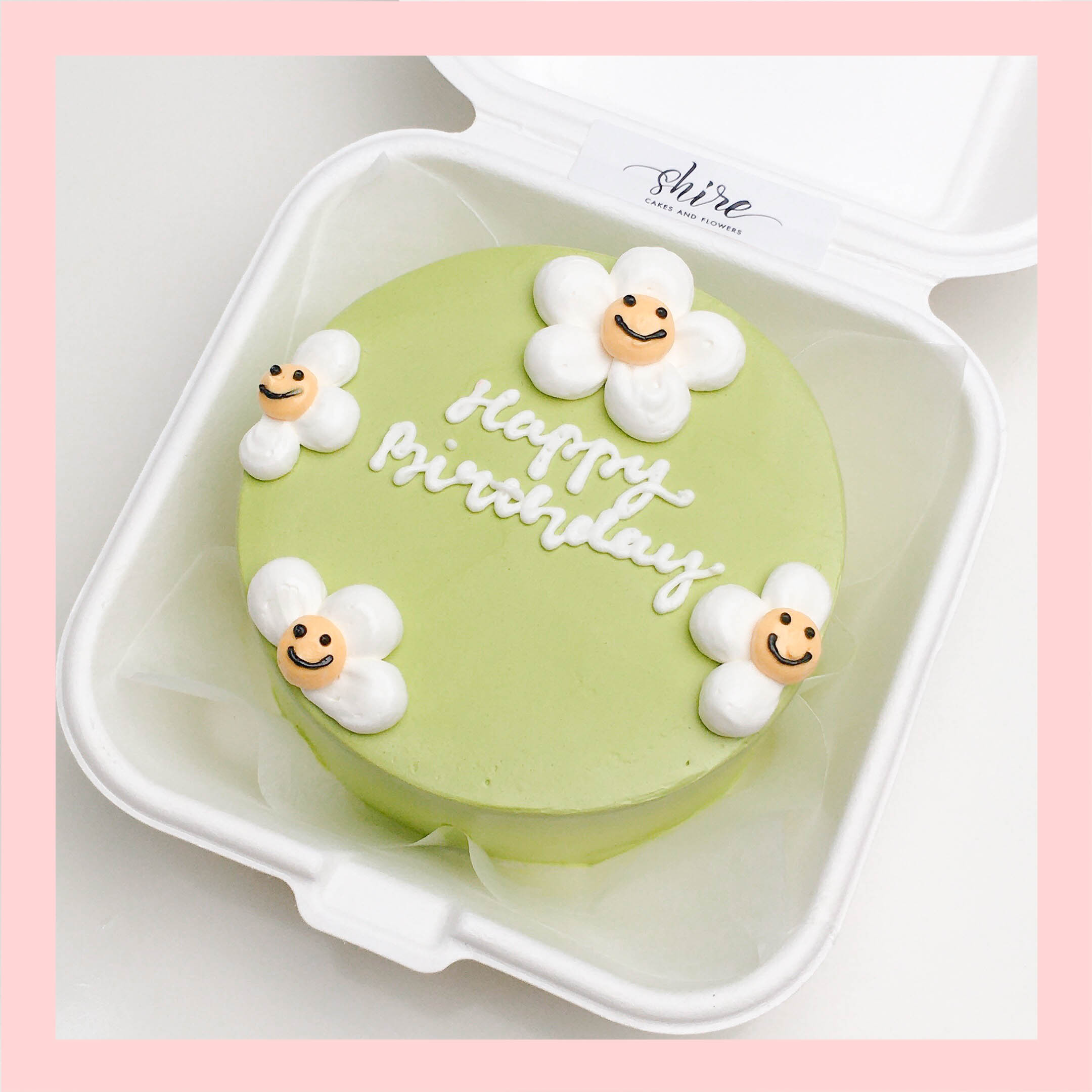 Mini Bento vẽ hoa lá - Bánh kem bơ mini hộp bã mía