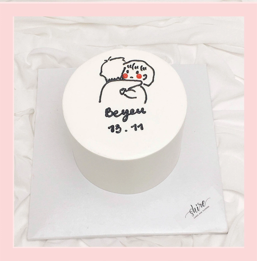 Bánh mini vẽ hình cặp đôi- Bánh kem bơ mini 10-12cm