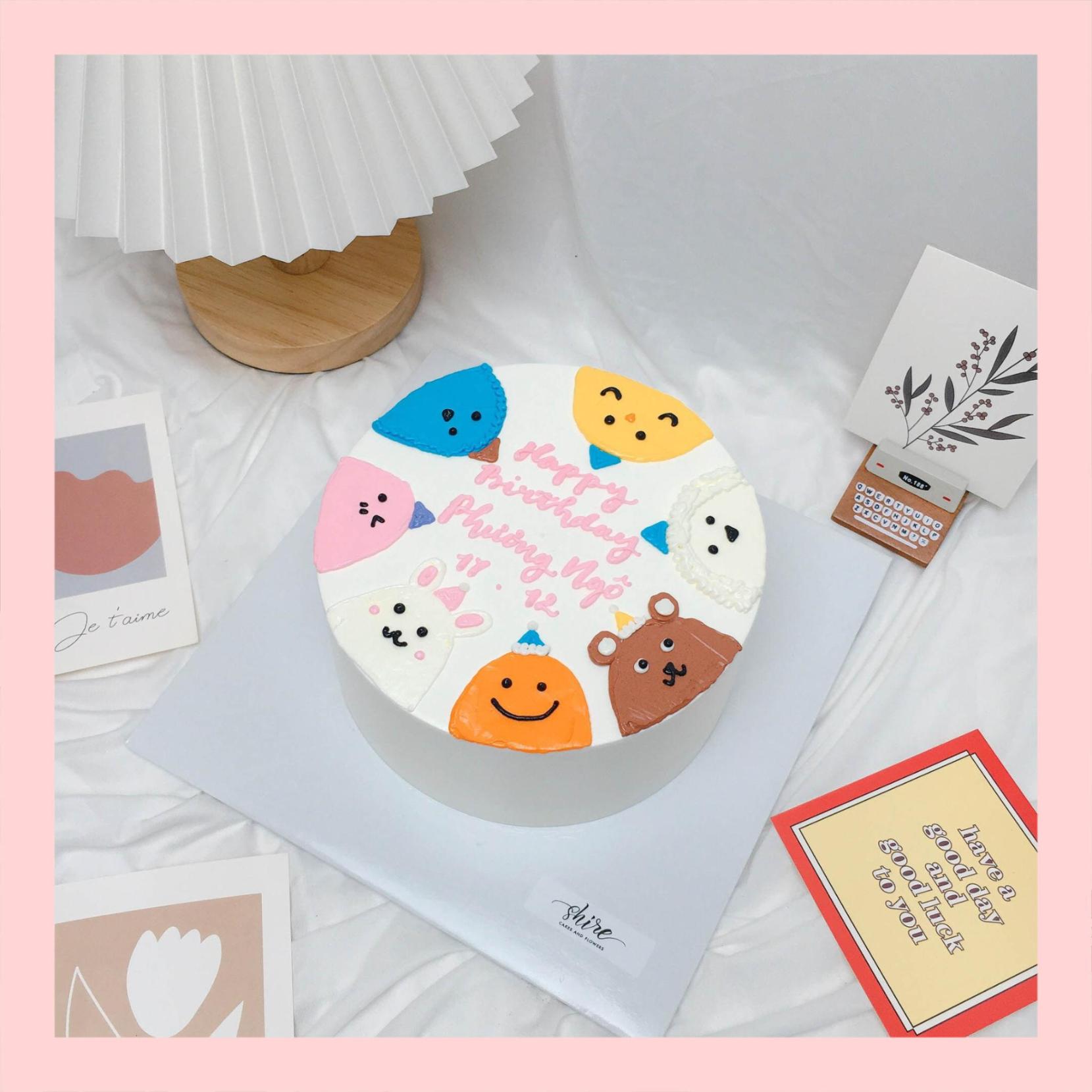 Bánh vẽ hình con gấu dễ thương - Bánh sinh nhật trẻ em