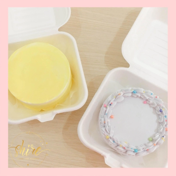 Mini Bento tone màu vàng - Bánh kem bơ mini hộp bã mía