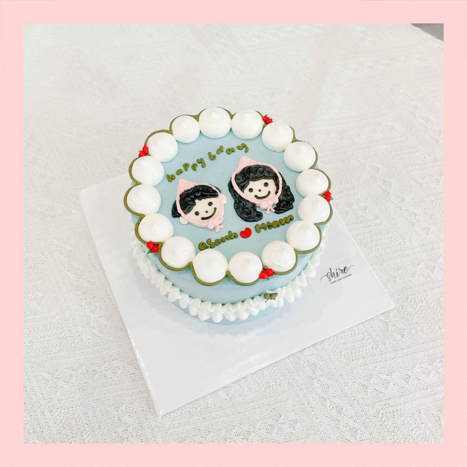 Bánh mini vẽ hình cặp đôi- Bánh kem bơ mini 10-12cm