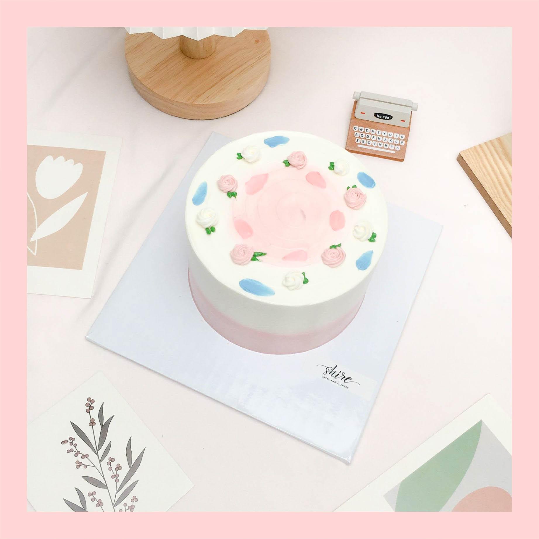 Bánh mini vẽ hoa - Bánh kem bơ mini 10-12cm