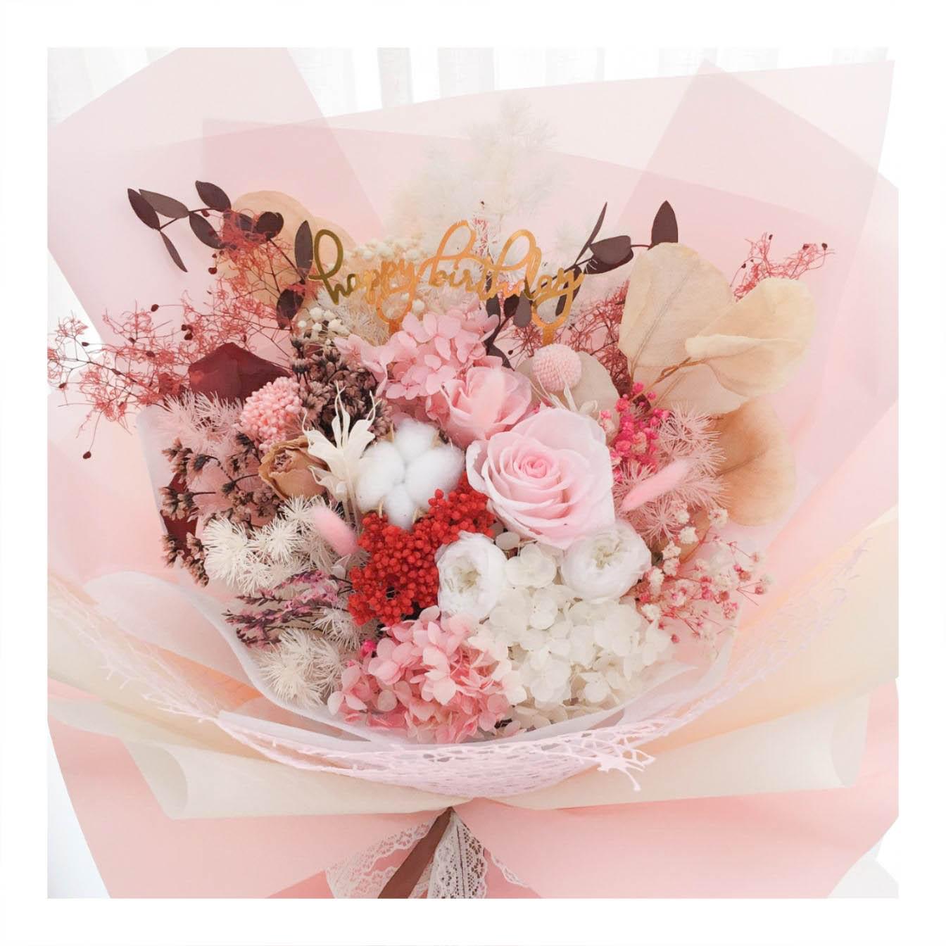 Hoa khô/Hoa bất tử tone màu hồng - Mẫu 03 Hoa Khô/Hoa Bất Tử Tone Màu Hồng - Mẫu 03