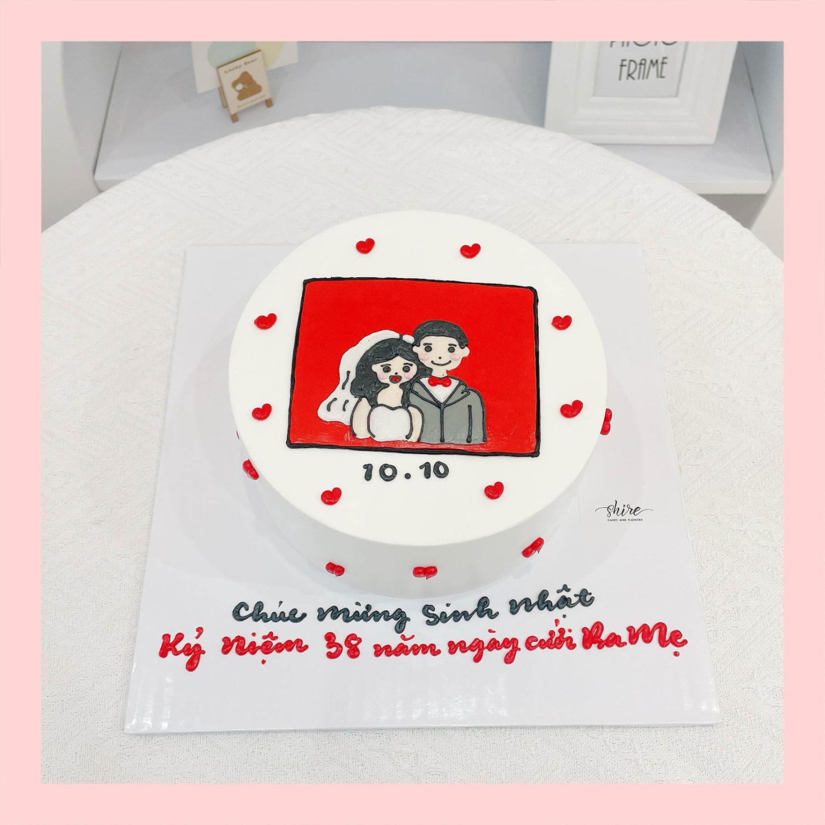 Bánh vẽ hình cặp đôi - Bánh kem sinh nhật