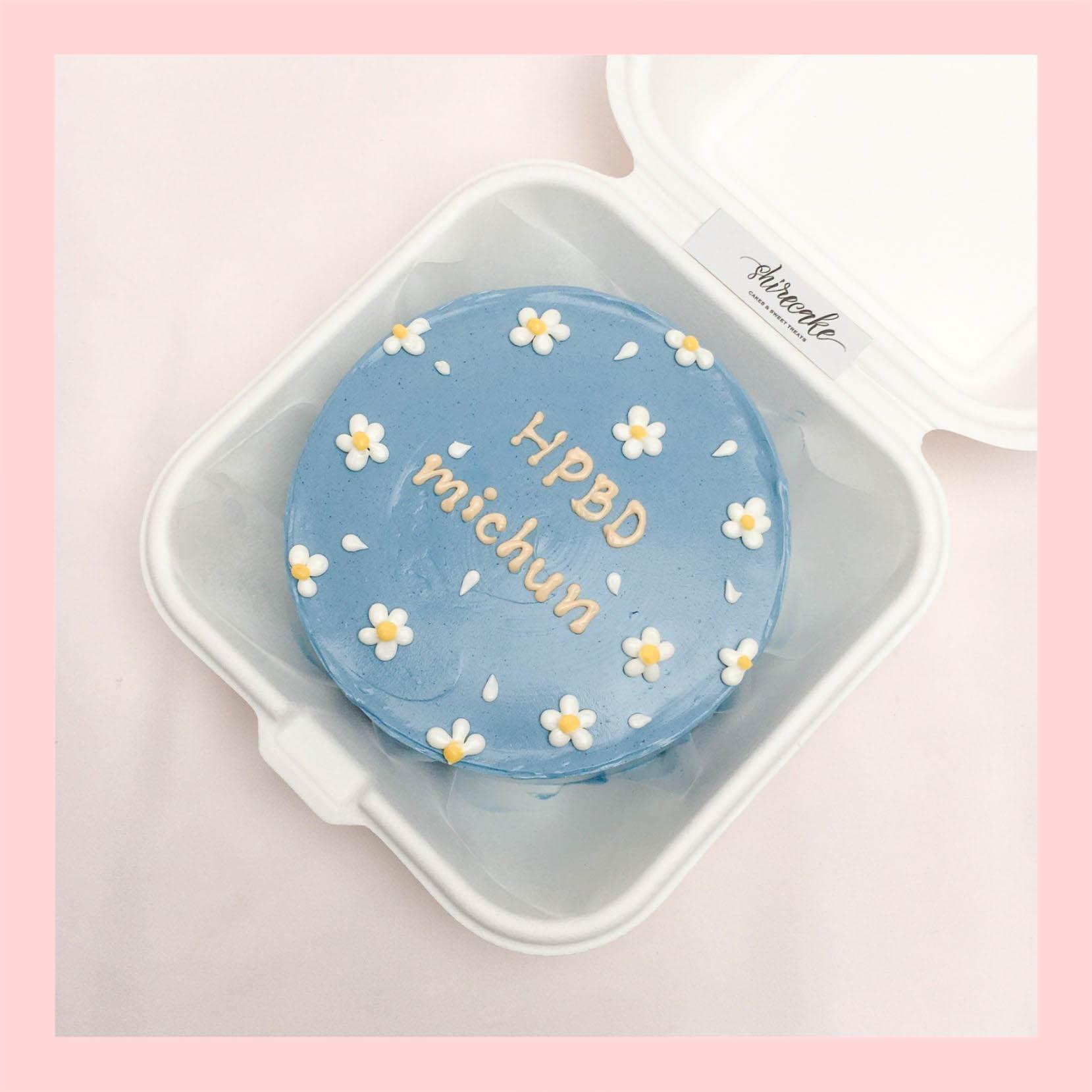 Mini Bento vẽ hoa lá - Bánh kem bơ mini hộp bã mía