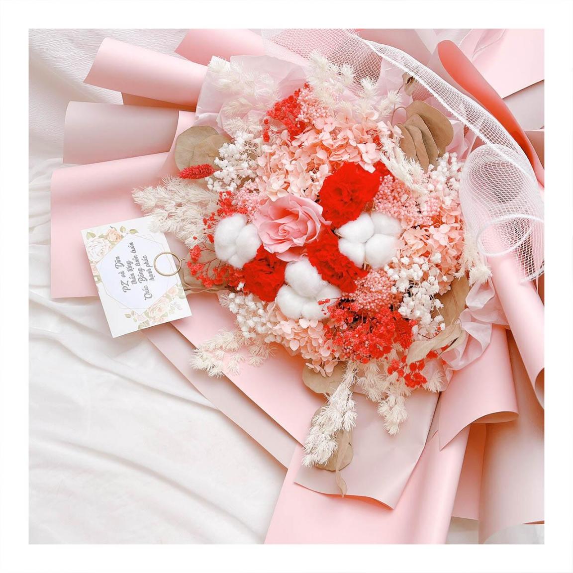 Hoa khô/Hoa bất tử size lớn tone màu hồng/đỏ