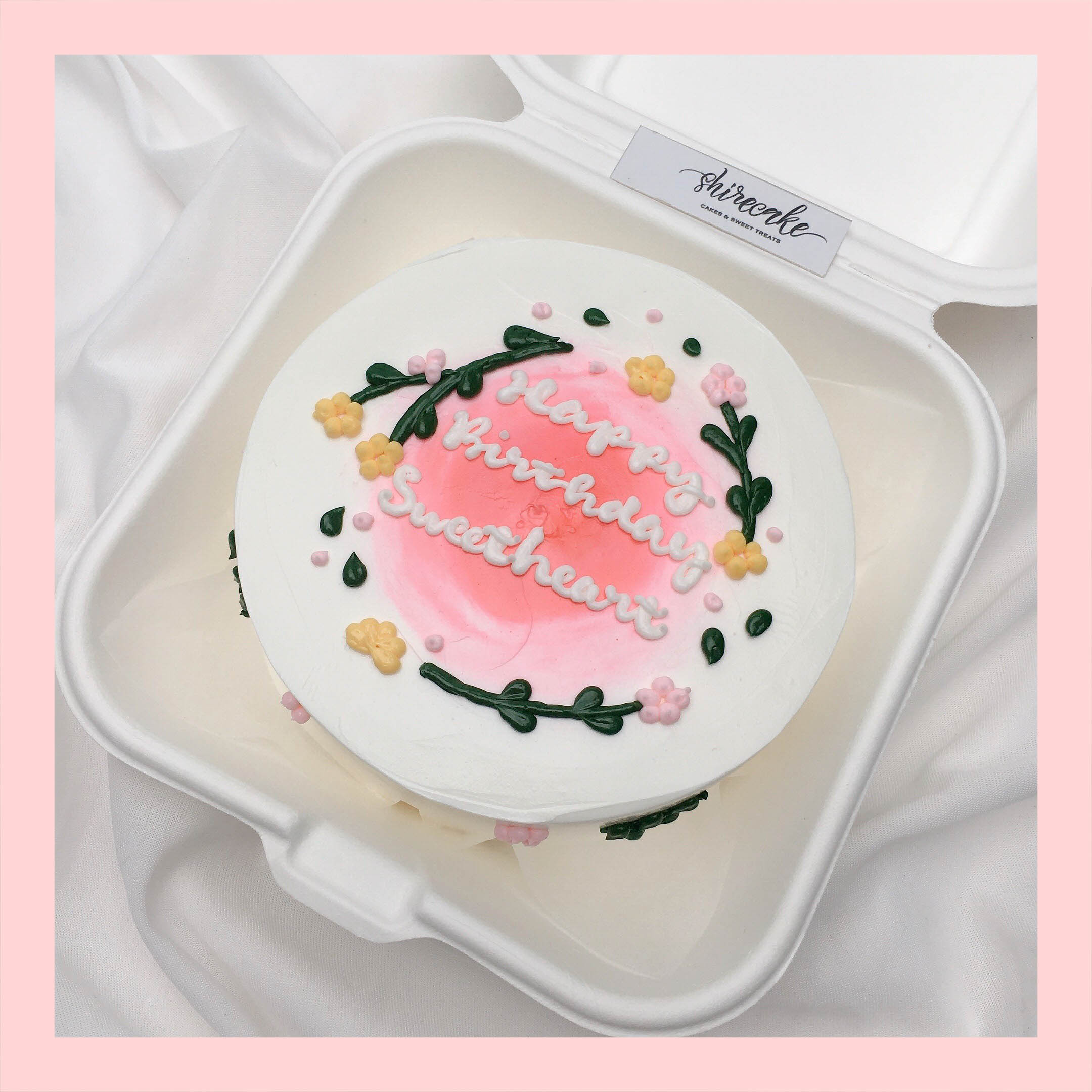 Mini Bento vẽ hoa lá - Bánh kem bơ mini hộp bã mía