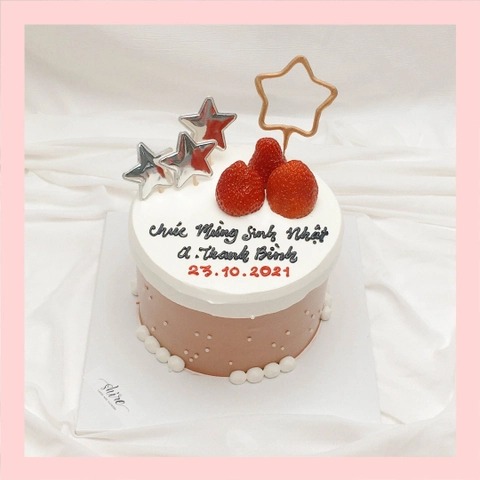 Bánh mini trang trí dâu tây - Bánh kem bơ mini 10-12cm