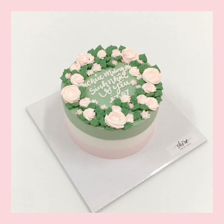 Bánh mini vẽ hoa - Bánh kem bơ mini 10-12cm