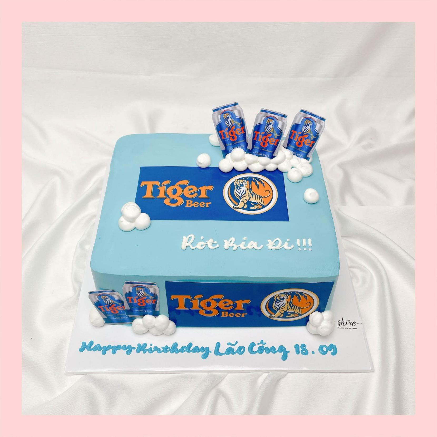 Bánh kem trang trí rượu bia - Bánh kem sinh nhật cho nam