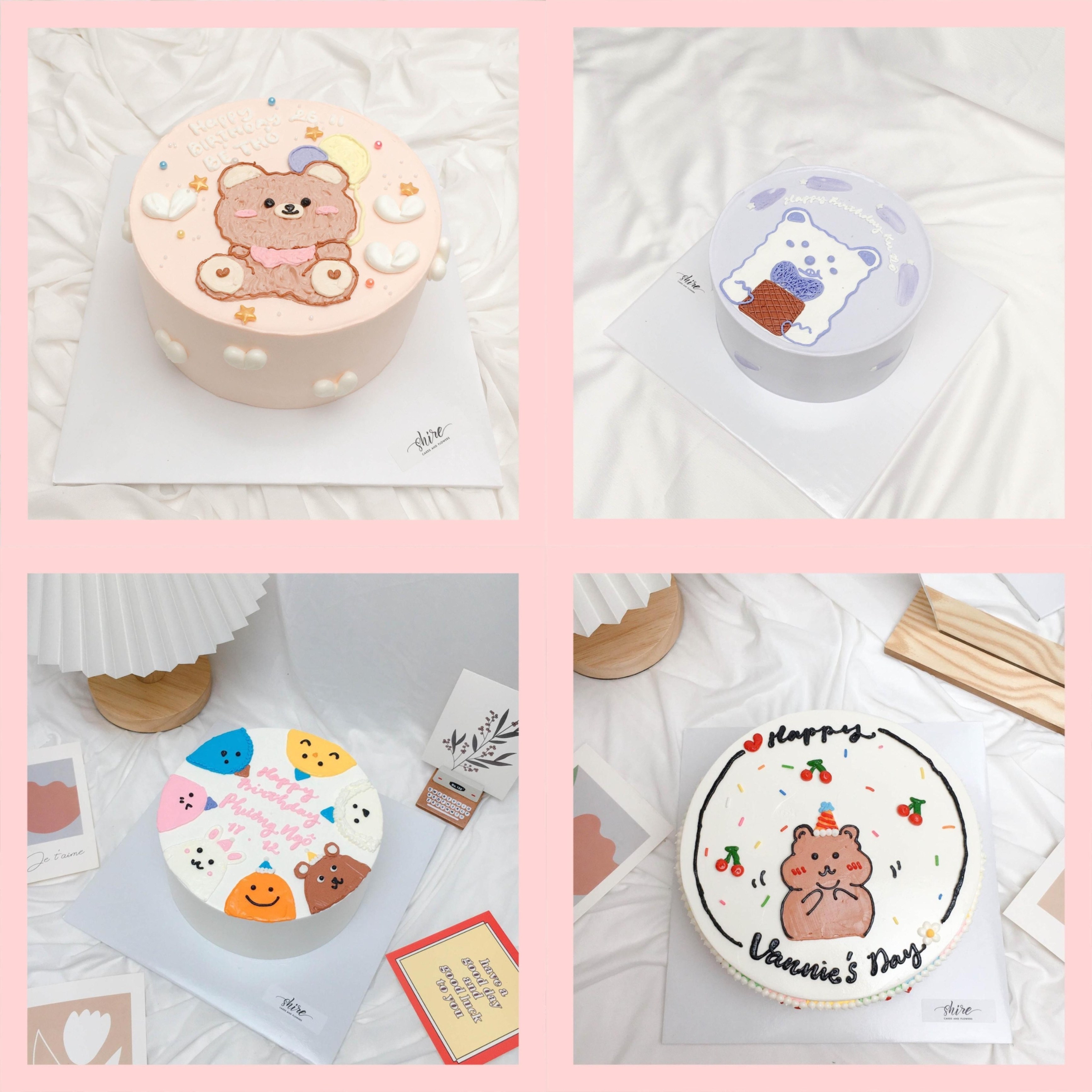 Bánh vẽ hình con gấu dễ thương - Bánh sinh nhật trẻ em