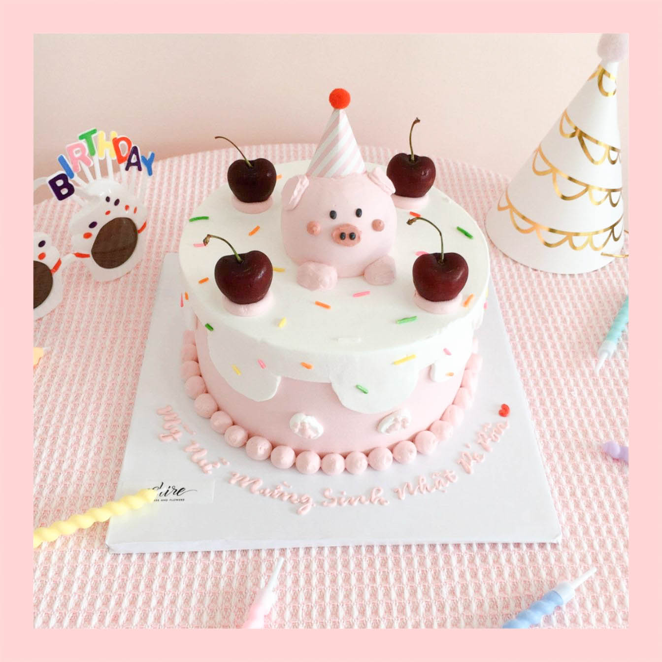 Bánh bơm thú hình con heo/con ếch/con gà/con cọp 3D dễ thương - Bánh sinh nhật trẻ em