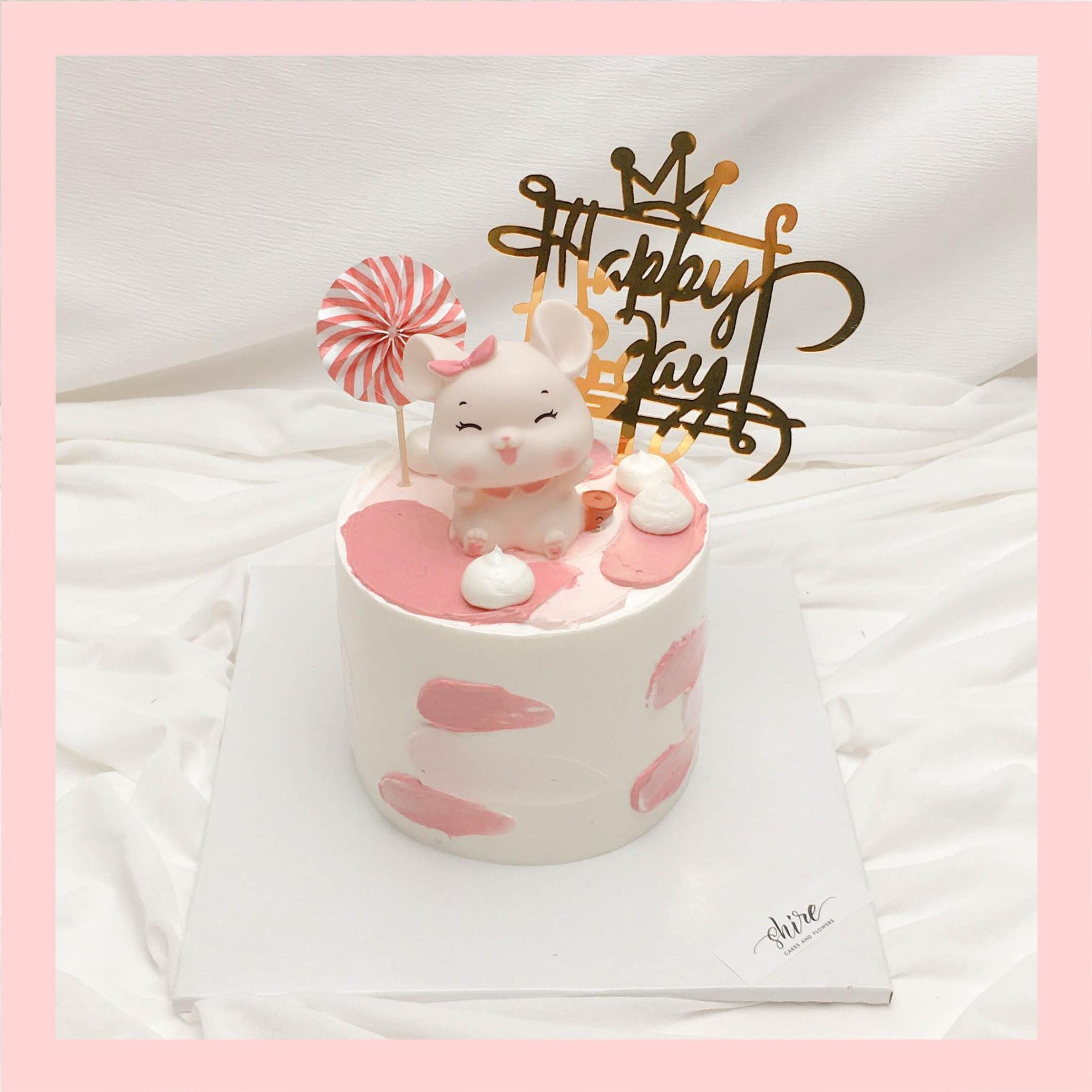 Bánh mini trang trí đồ chơi thú cute cho bé gái  - Bánh kem bơ mini 10-12cm