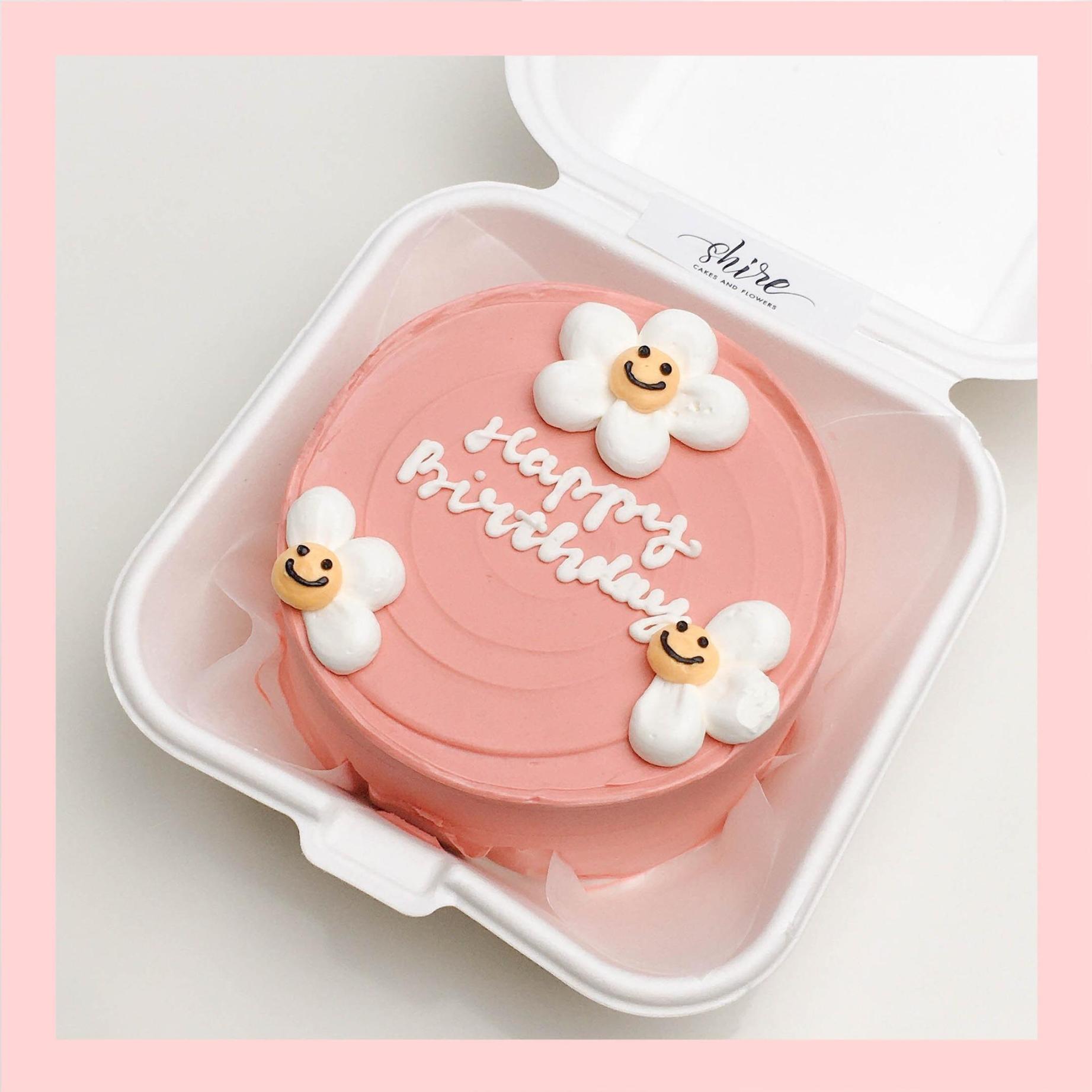 Mini Bento vẽ hoa lá - Bánh kem bơ mini hộp bã mía