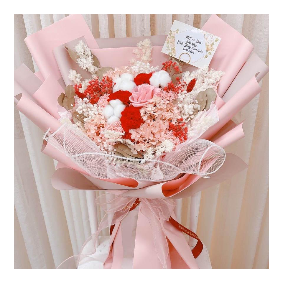 Hoa khô/Hoa bất tử size lớn tone màu hồng/đỏ