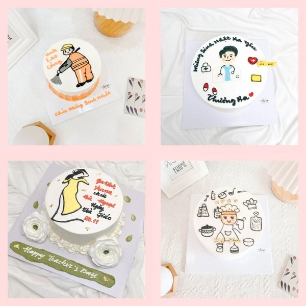 Bánh kem vẽ hình nghề nghiệp - Bánh kem sinh nhật