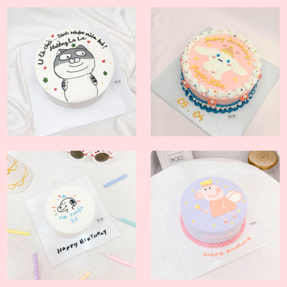 Bánh vẽ hình Totoro/ chó Snoopy/ heo Peppa/ mèo Cinnamoroll/ thỏ hồng/ BT21 dễ thương - Bánh sinh nhật trẻ em