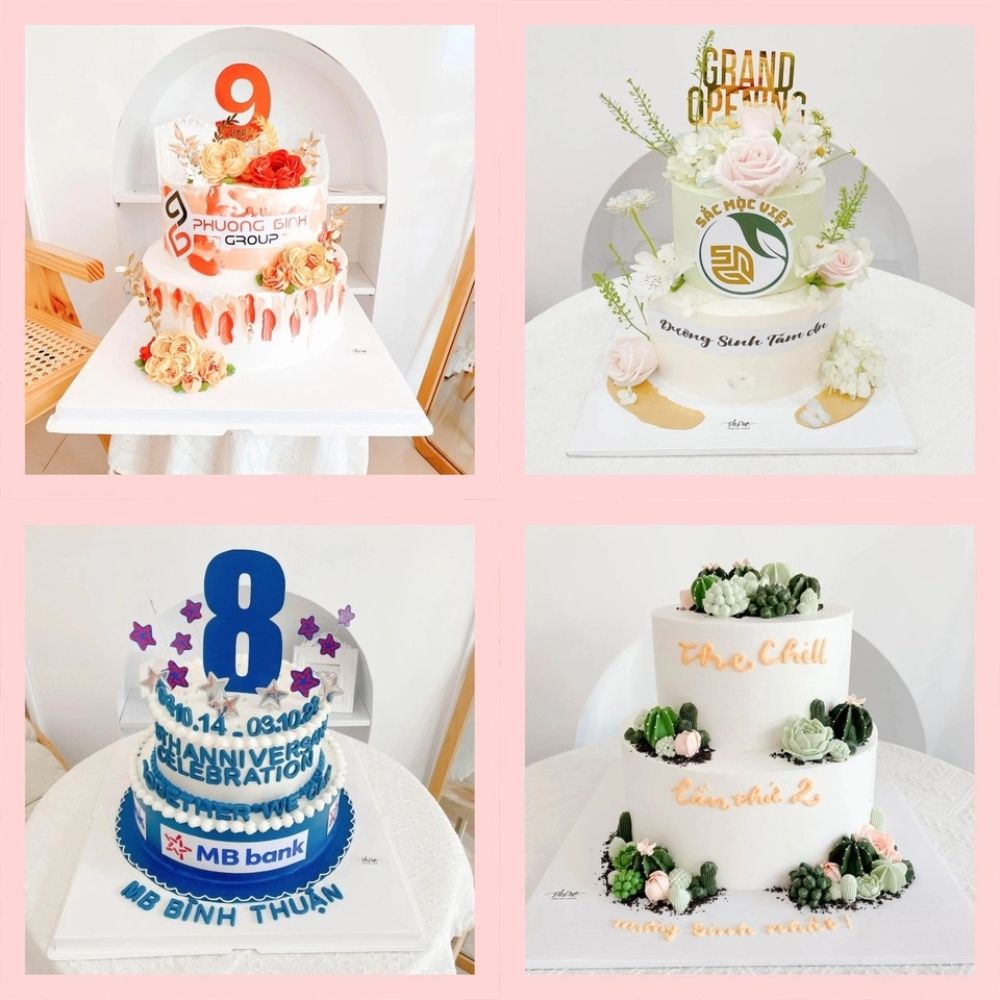 Bánh kem 2 tầng theo logo doanh nghiệp/công ty