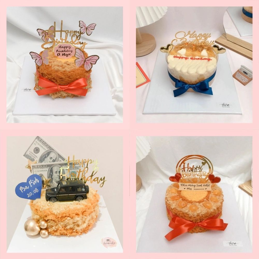 Bông lan trứng muối trang trí phụ kiện hiện đại - Bánh sinh nhật bông lan trứng muối hai loại sốt phô mai và sốt bơ