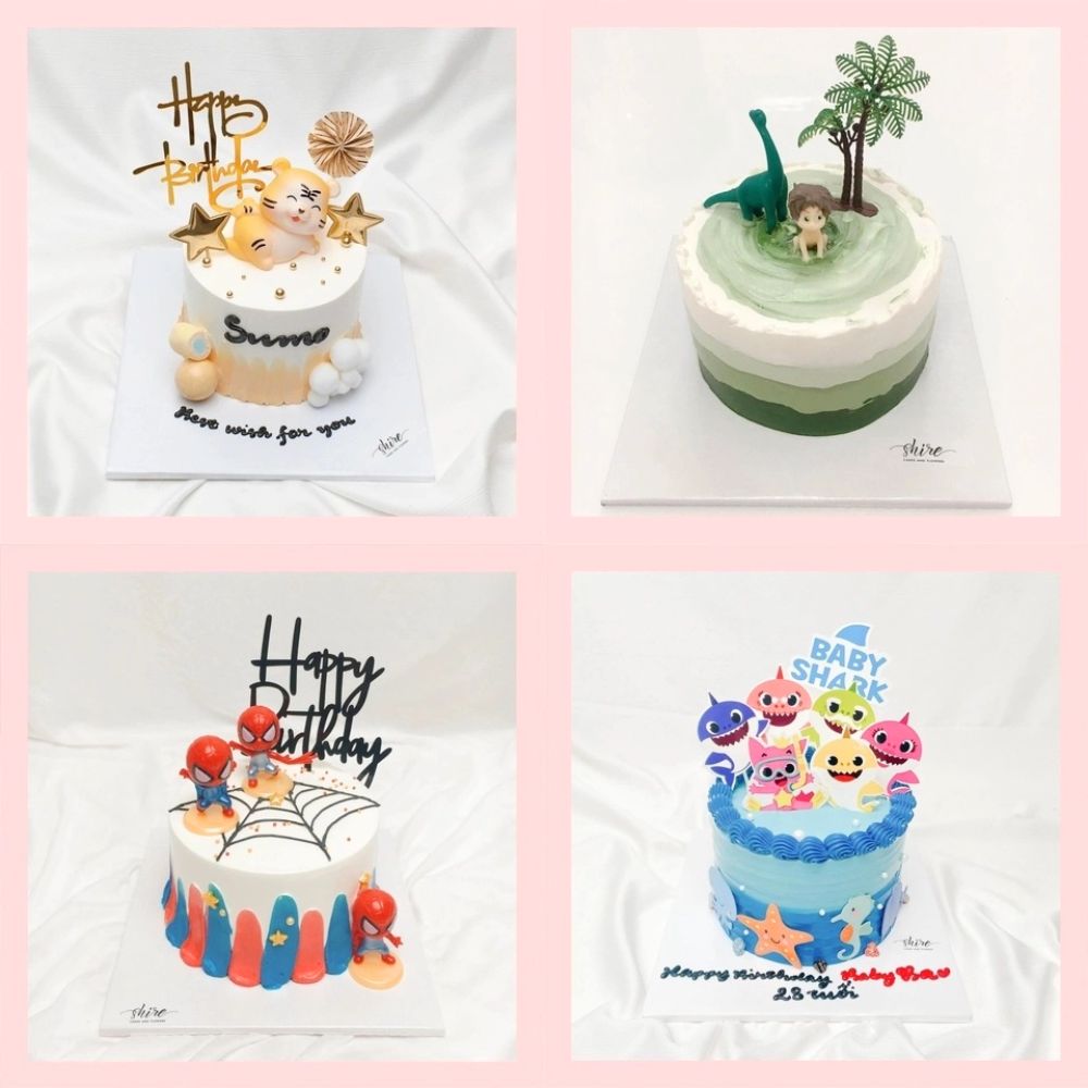 Bánh mini trang trí đồ chơi thú cute cho bé trai  - Bánh kem bơ mini 10-12cm