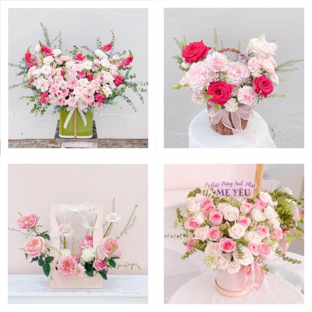 Giỏ/ Hộp hoa tươi tone hồng