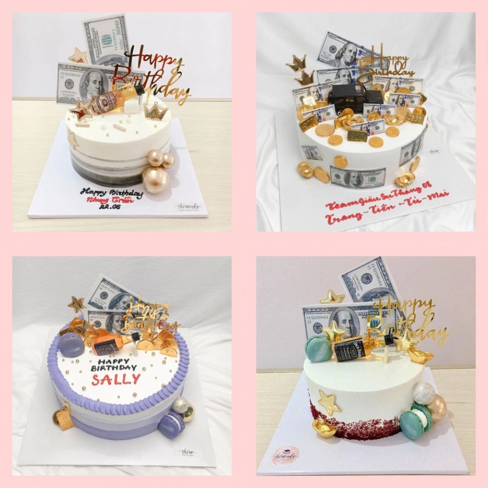 Bánh kem trang trí tiền - Bánh kem sinh nhật cho nam