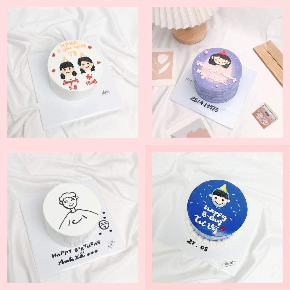 Bánh mini vẽ người - Bánh kem bơ mini 10-12cm