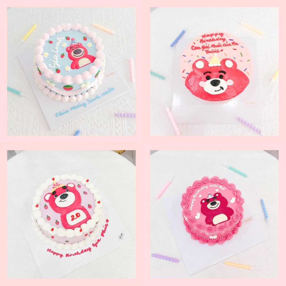 Bánh kem hình gấu dâu Lotso dễ thương - Bánh sinh nhật trẻ em