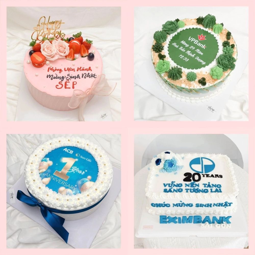 Bánh kem 1 tầng theo logo doanh nghiệp/công ty