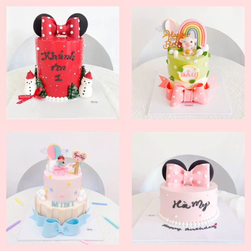 Bánh kem tạo hình nơ 3D xinh xắn cho bé gái - Bánh kem fondant