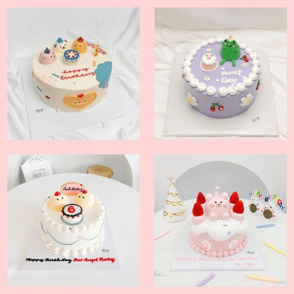 Bánh bơm thú hình con heo/con ếch/con gà/con cọp 3D dễ thương - Bánh sinh nhật trẻ em