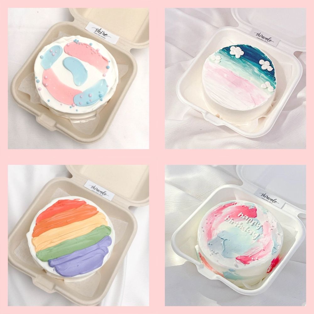 Mini Bento tone màu mix - Bánh kem bơ mini hộp bã mía