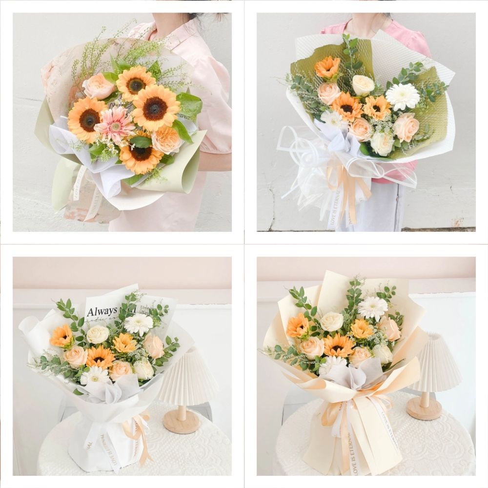 Bó hoa tươi tone vàng