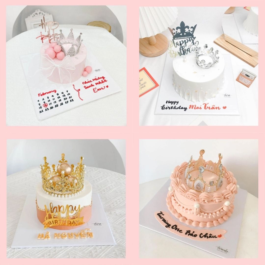 Bánh kem trang trí vương miện - Bánh kem sinh nhật cho nữ