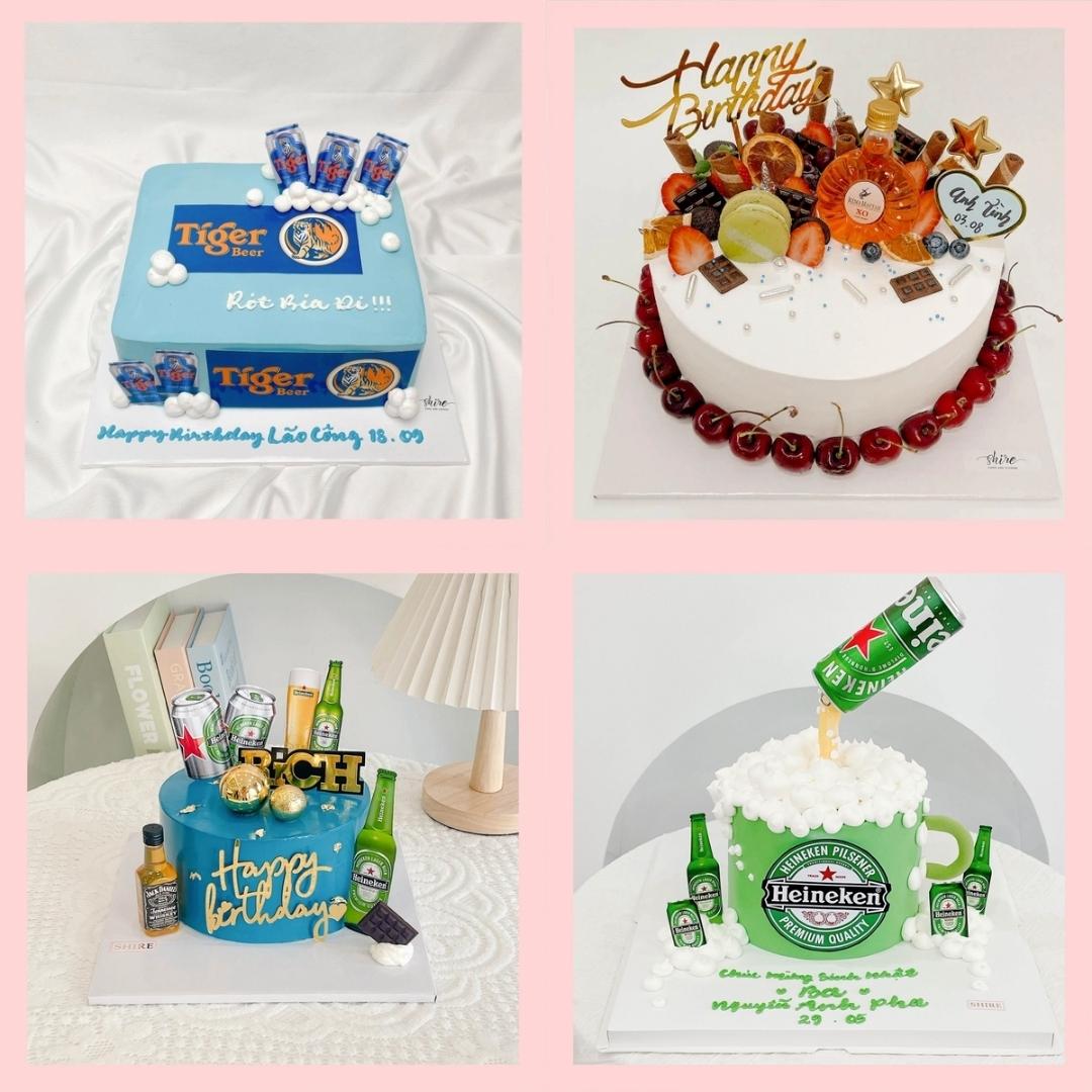 Bánh kem trang trí rượu bia - Bánh kem sinh nhật cho nam
