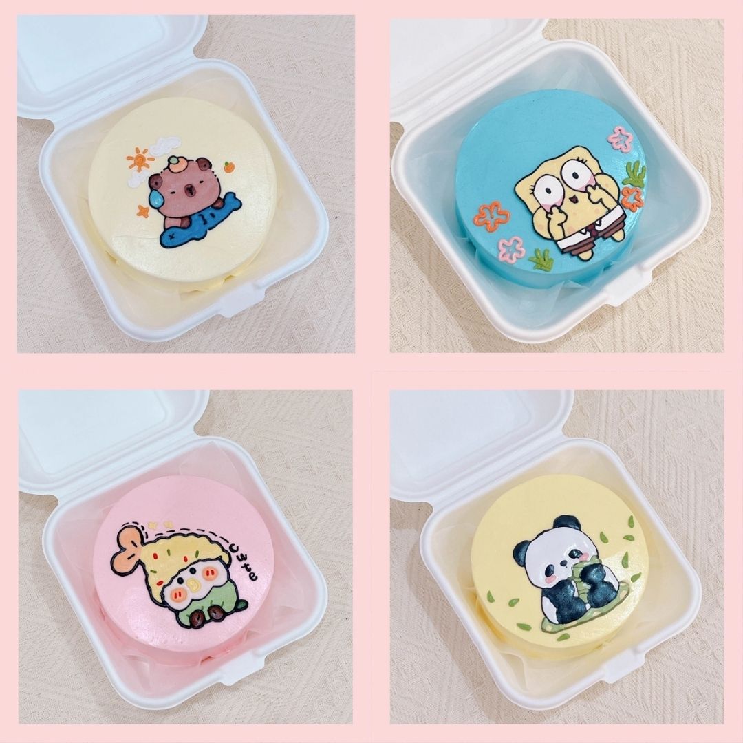 Mini Bento vẽ hình hoạt hình đáng yêu - Bánh kem sữa mini hộp bã mía