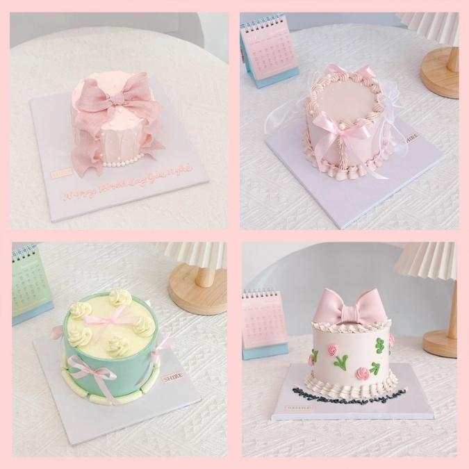 Bánh kem mini trang trí nơ nữ tính cho bạn gái - Bánh kem sinh nhật