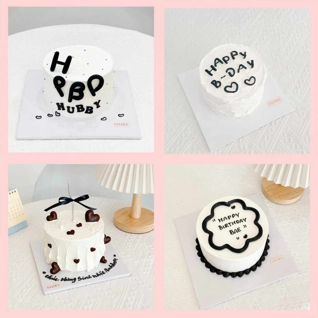 Bánh kem tone trắng đen - Bánh kem sinh nhật