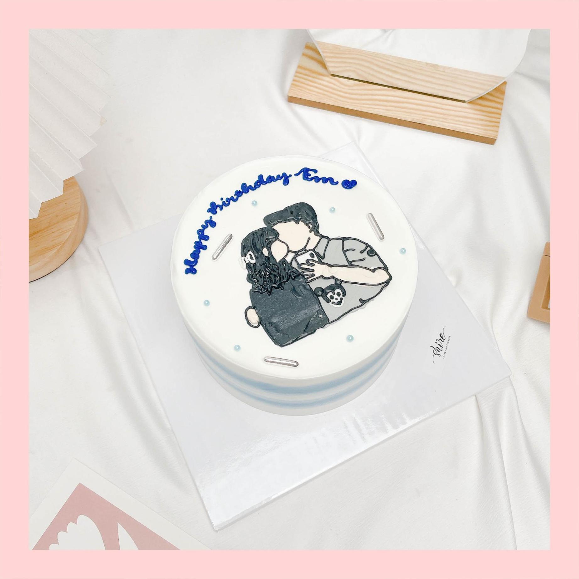 Bánh vẽ hình cặp đôi - Bánh kem sinh nhật