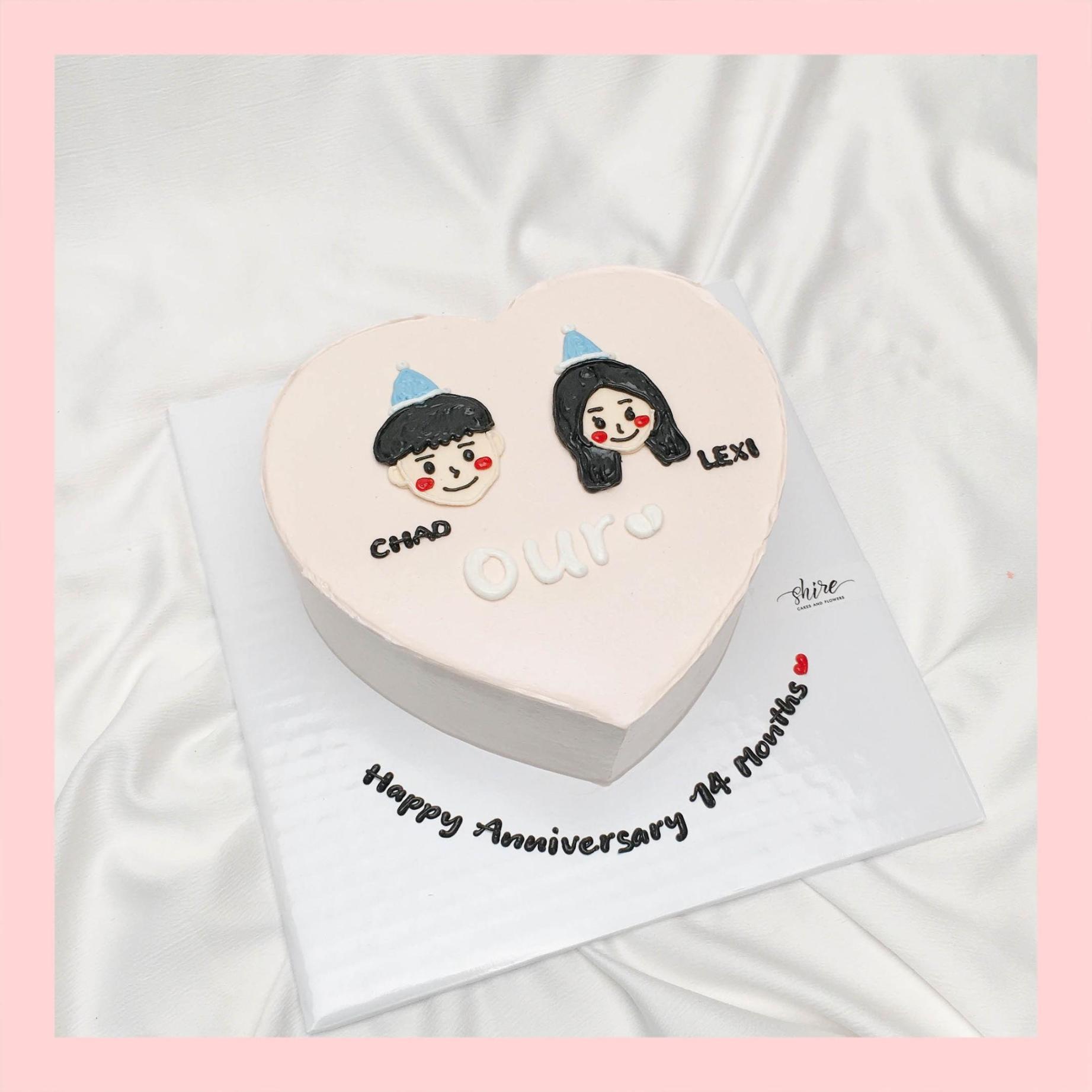 Bánh vẽ hình cặp đôi - Bánh kem sinh nhật