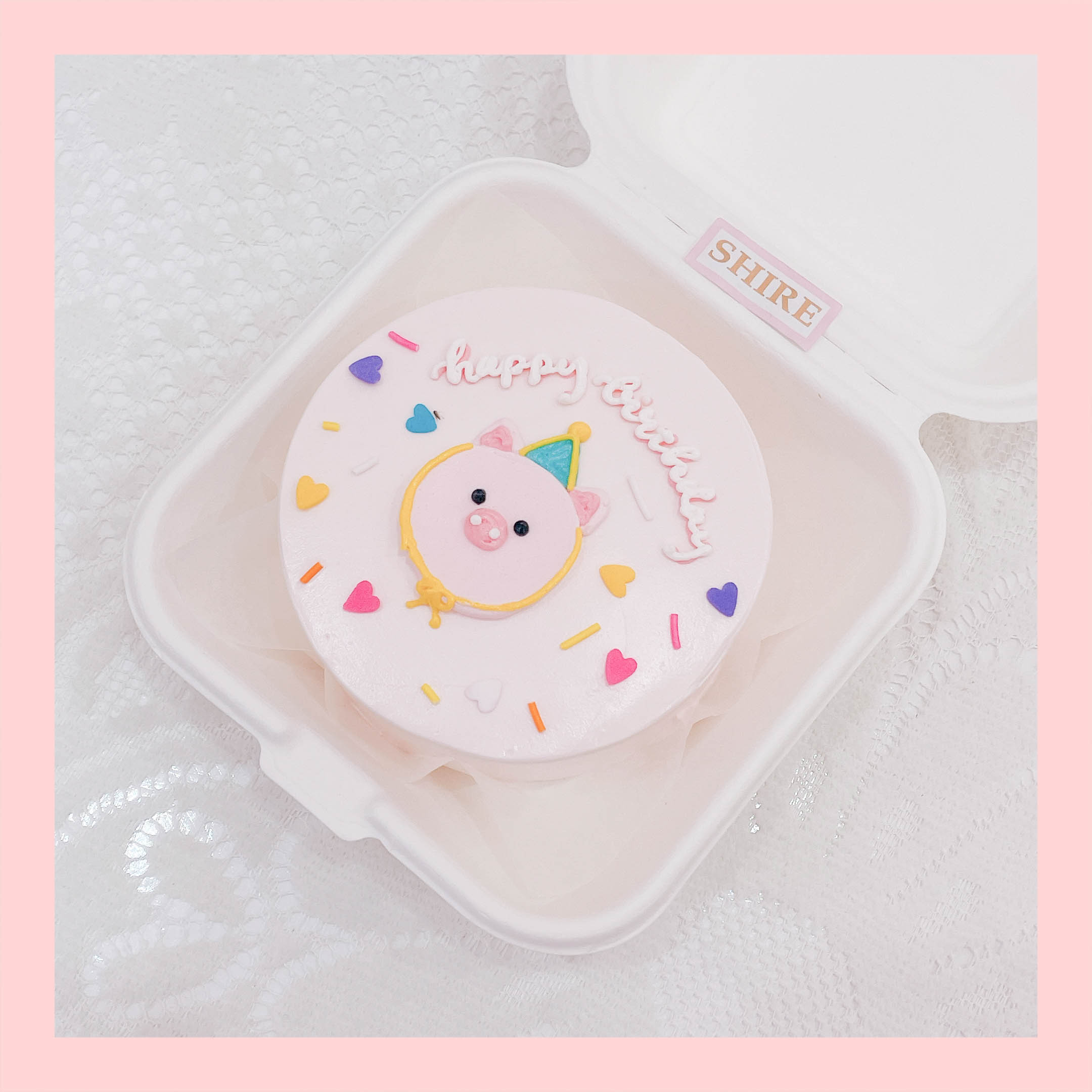 Mini Bento hình heo dễ thương - Bánh kem bơ mini hộp bã mía